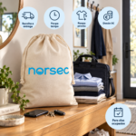 Saco Norsec com roupa lavada, seca e dobrada para profissionais ocupados